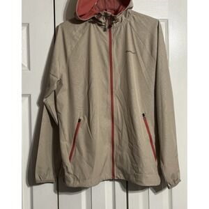 Eddie Bauer Men's Full Zip Motion Freedry Jacket Size M Beige Lightweight Hoodie
